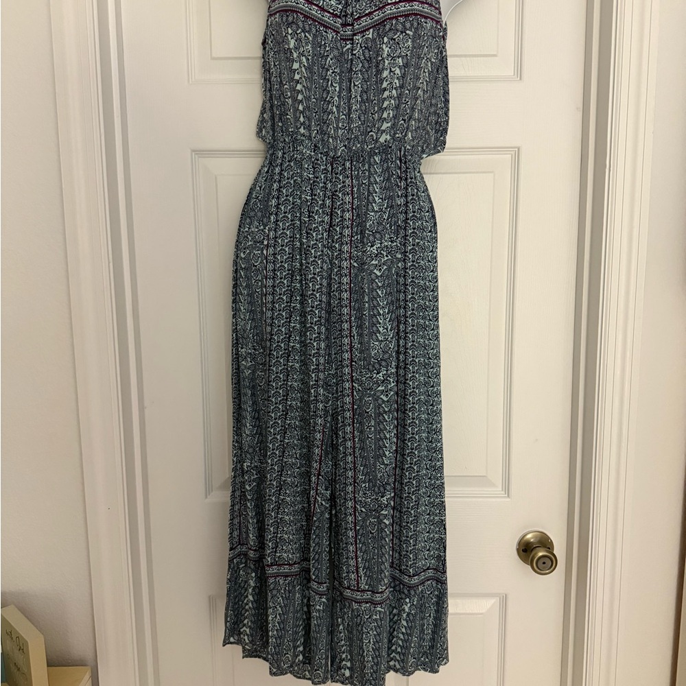 Leshop brand Elegant Blue Patterned Maxi Pant Dress
